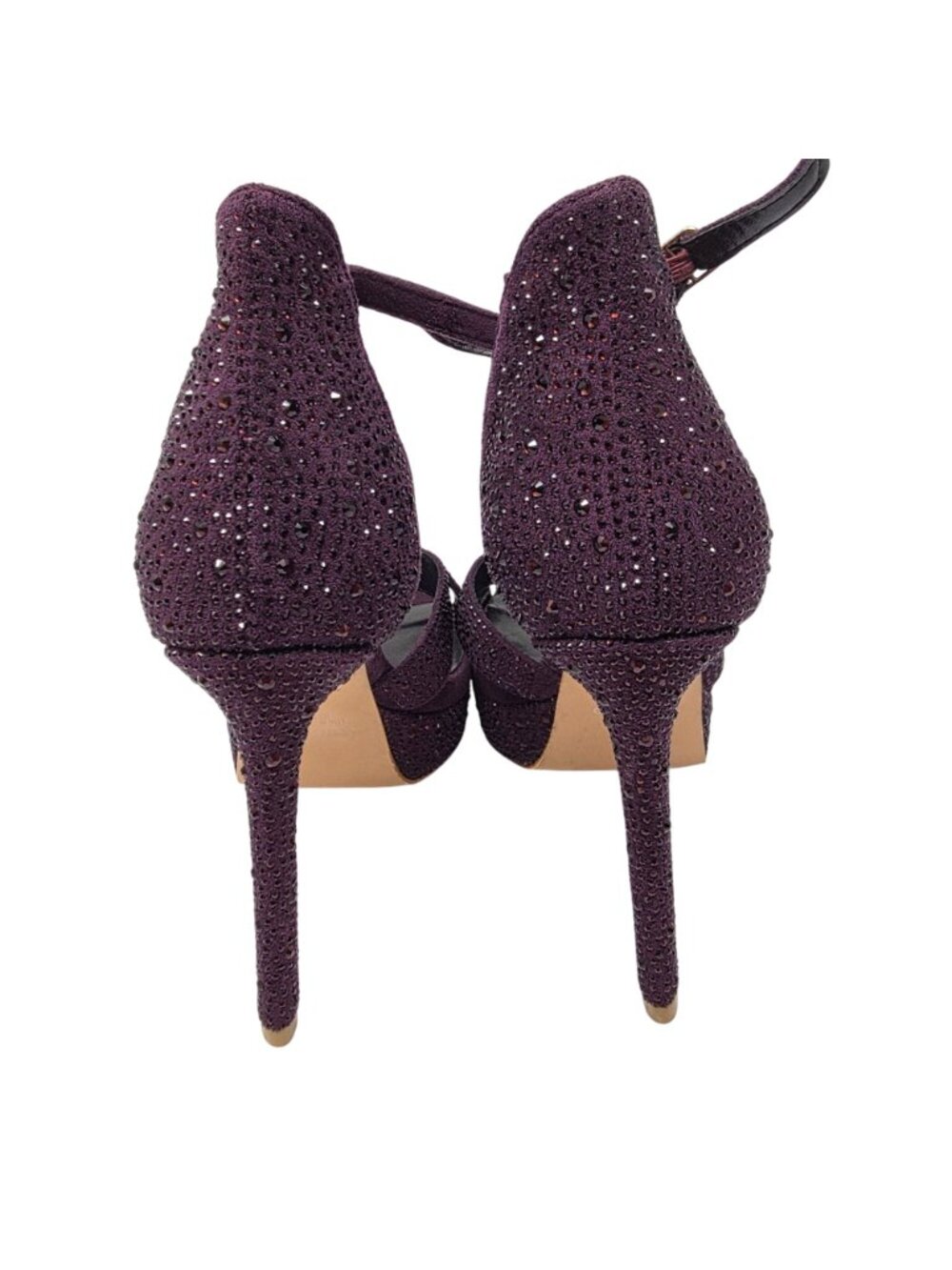 Rag & Co Regalia Womens Purple Rhinestone Ankle Strap High Heel Sandals Size 10 - Picture 3 of 8